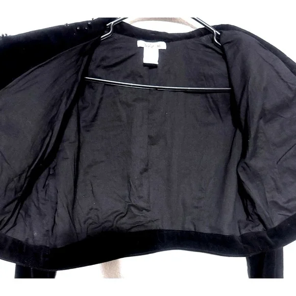 VTG Y2K West 36 Black Bolero Jacket Sz Large Sequin Beaded‎ Corduroy Crop Event - Picture 5 of 8